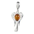 Sterling Silver and Baltic Honey Amber Angel Pendant