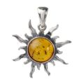 Sterling Silver and Baltic Amber "Flaming Sun" Pendant