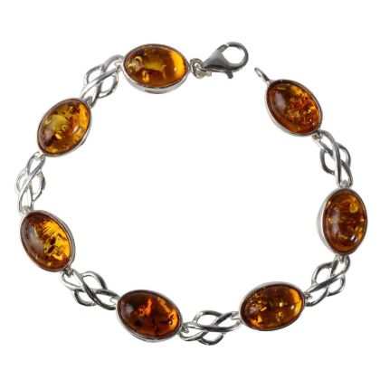 Sterling Silver Honey Baltic Amber Bracelet "Monique", Amber Jewelry Collection