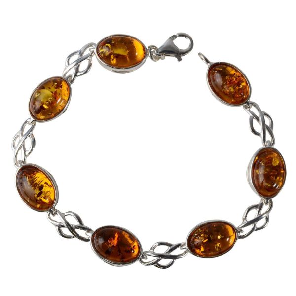 Sterling Silver Honey Baltic Amber Bracelet "Monique", Amber Jewelry Collection