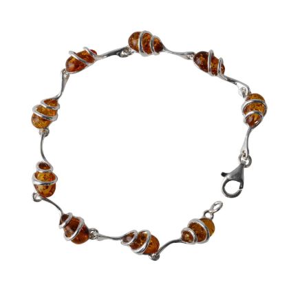 Sterling Silver Honey Baltic Amber Bracelet "Zuzanna", Amber Jewelry Collection