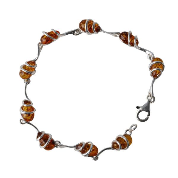 Sterling Silver Honey Baltic Amber Bracelet "Zuzanna", Amber Jewelry Collection