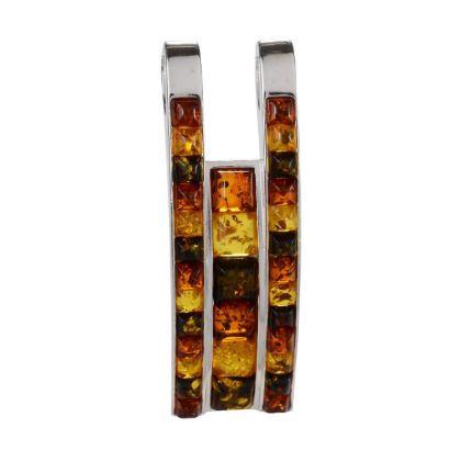 Sterling Silver and Baltic Multicolored Amber Pendant "Mila"