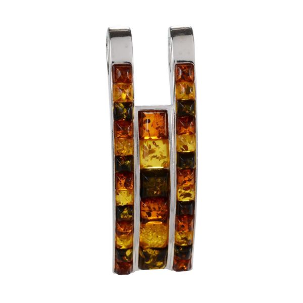 Sterling Silver and Baltic Multicolored Amber Pendant "Mila"