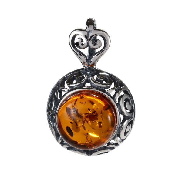 Sterling Silver and Baltic Amber Pendant "Greta"