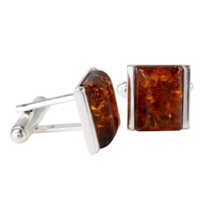 Baltic Honey Amber Cufflinks in Sterling Silver