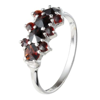 Bohemian Garnet Ring in Rhodium-Plated Sterling Silver
