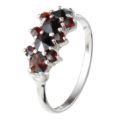 Bohemian Garnet Sterling Silver Rhodium Plated Cluster Ring