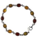 Sterling Silver Multicolored Baltic Amber Bracelet "Daisy", Amber Jewelry Collection