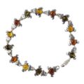 Sterling Silver Multicolored Baltic Amber Bracelet "Frogs", Amber Jewelry Collection