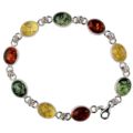 Sterling Silver Multicolored Baltic Amber Bracelet "Ivana", Amber Jewelry Collection