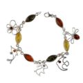 Sterling Silver Multicolored Baltic Amber Bracelet "Dazzling", Amber Jewelry Collection