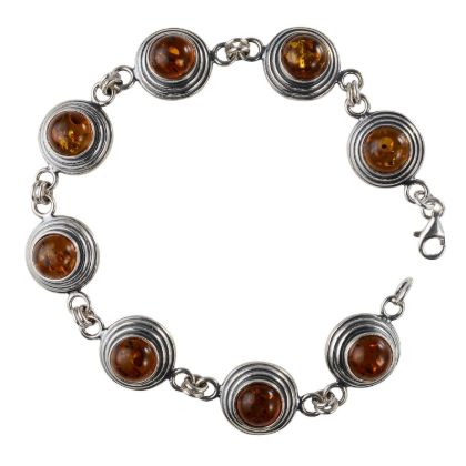 Sterling Silver Honey Round Baltic  Amber Bracelet, Amber Jewelry Collection