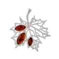 Sterling Silver and Baltic Honey Amber Pendant "Maple Leaf"