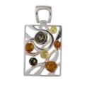 Sterling Silver and Baltic Multicolored Amber Rectangle Pendant