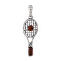 Sterling Silver and Baltic Honey Amber Tennis Racket Pendant