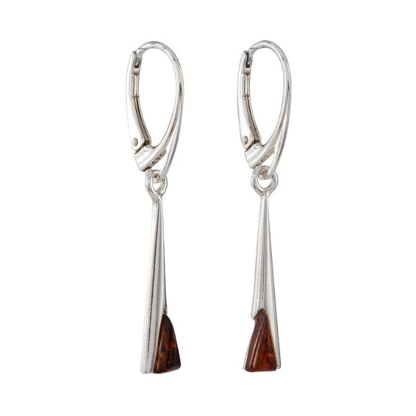 Sterling Silver and Baltic Amber French Leverback  Sabina Earrings