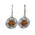 Sterling Silver and Baltic Amber French Leverback  Earrings "Enat"