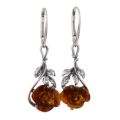 rose amber earrings silver