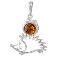 Sterling Silver and Baltic Honey Amber Hedgehog Pendant