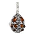 Sterling Silver and Baltic Honey Amber Locket Pendant Necklace
