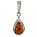 Sterling Silver and Baltic Honey Amber Pear-Shaped Pendant