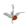 Sterling Silver Baltic Honey Amber Hummingbird Pendant