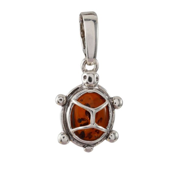 Sterling Silver Baltic Honey Amber Turtle Pendant