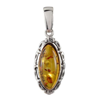 Sterling Silver Baltic Honey Amber Pendant "Devee"