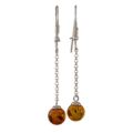 "Elidee" Baltic Honey Amber Drop Earrings in Sterling Silver