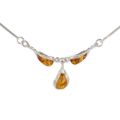 Sterling Silver and Baltic Honey Amber Pear Shaped Necklace