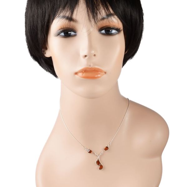 Sterling Silver and Baltic Honey Amber Necklace "Ines"