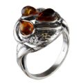 Sterling Silver and Baltic Honey Amber Infinity Knots Ring