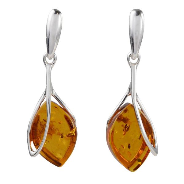 Sterling Silver and Baltic Honey Amber Earrings "Nadia"
