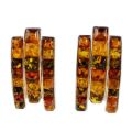 Sterling Silver and Baltic Multicolored Stud Amber Earrings "Melania"