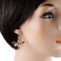 Sterling Silver and Baltic Multicolored Amber Kidney Hook  Dragonfly Earrings