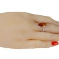 Sterling Silver and Baltic Honey Amber Adjustable Ring
