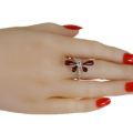 Sterling Silver and Baltic Honey Amber Adjustable Dragonfly Ring