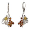 Sterling Silver and Baltic Amber French Leverback Honeycomb Bee Earrings