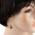 Sterling Silver and Baltic Amber French Leverback Honeycomb Bee Earrings