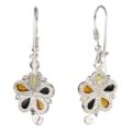 Sterling Silver Baltic Multicolored Amber Kidney Hook Earrings "Bindi"