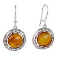 Sterling Silver and Baltic Honey Amber Kidney Hook Earrings "Isadora"