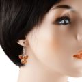 Sterling Silver and Baltic Honey Amber Kidney Hook Butterflies Earrings