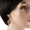Sterling Silver and Baltic Honey Amber Kidney Hook Earrings "Isadora"