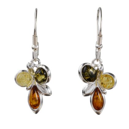 Sterling Silver and Baltic Multicolored Amber Earrings "Martina"