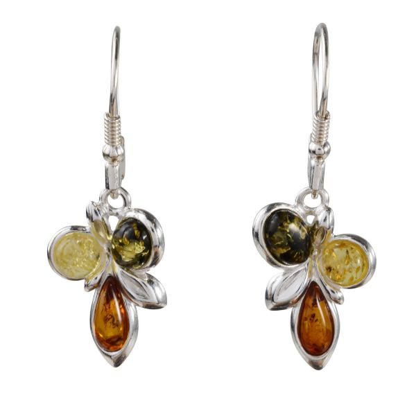 Sterling Silver and Baltic Multicolored Amber Earrings "Martina"