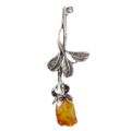 Sterling Silver and Baltic Amber Brooch "Rose"