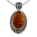 natural amber pendant back
