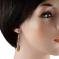 Sterling Silver and Baltic Honey Amber Kidney Hook  Earrings "Flora"