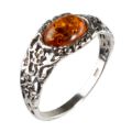 Sterling Silver and Baltic Honey Amber Ring "Flora"